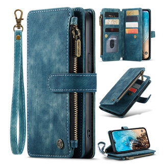 CaseMe CaseMe - Telefoonhoesje geschikt voor Apple iPhone 14 Pro - Wallet Book Case met ritssluiting - Magneetsluiting - Blauw