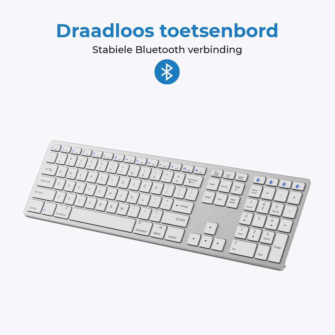 Roei uit beoefenaar Vrijlating Case2go Case2go - Bluetooth toetsenbord met Numeriek Keypad - Draadloos  Keyboard geschikt voor Android, IOS en Windows - Zilver | Case2go.nl