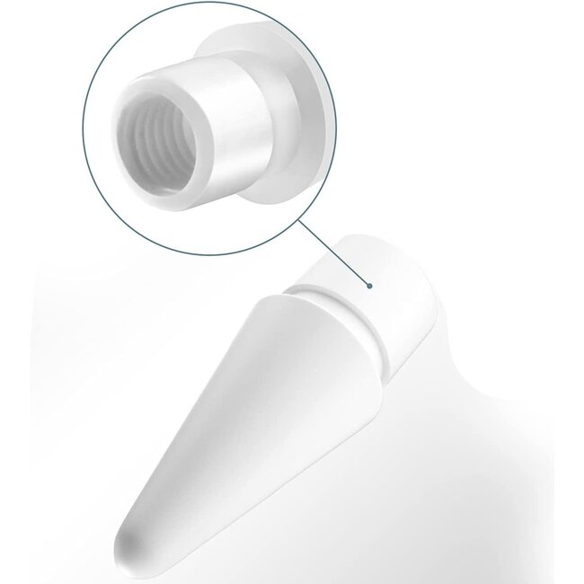 2 stuks - Vervangende pencil punt geschikt voor Apple Pencil 1/2 - Siliconen Tips - Replacement Tip - Wit