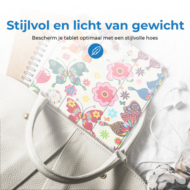 Case2go - Tablet hoes geschikt voor Apple iPad 11 (2025) A16 / Apple iPad 10.9 (2022) - Tri-fold hoes met Auto/Wake functie en Magnetische sluiting - Vlinders