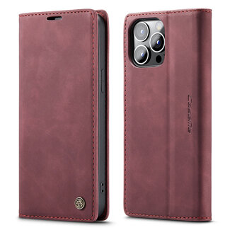 CaseMe Hoesje geschikt voor Apple iPhone 14 Pro Max - Wallet Book Case - Magneetsluiting - Rood