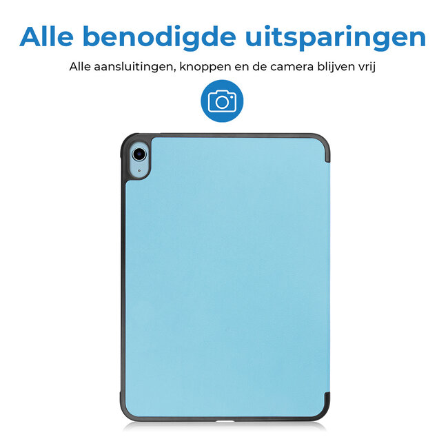 Case2go - Tablet hoes geschikt voor Apple iPad 11 (2025) A16 / Apple iPad 10.9 (2022) - Tri-fold hoes met Auto/Wake functie en Magnetische sluiting - Licht Blauw