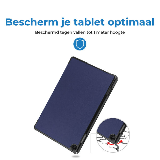 Case2go - Tablet hoes geschikt voor Lenovo Tab M10 (3e generatie) (TB328FU, TB328XU) - 10.1 inch - Tri-Fold Book Case met Auto/Wake functie - Donker Blauw