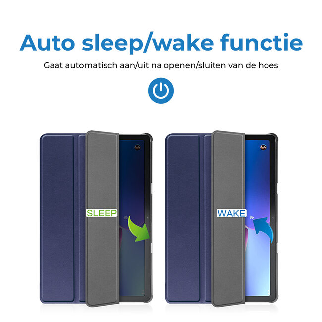 Case2go - Tablet hoes geschikt voor Lenovo Tab M10 (3e generatie) (TB328FU, TB328XU) - 10.1 inch - Tri-Fold Book Case met Auto/Wake functie - Donker Blauw