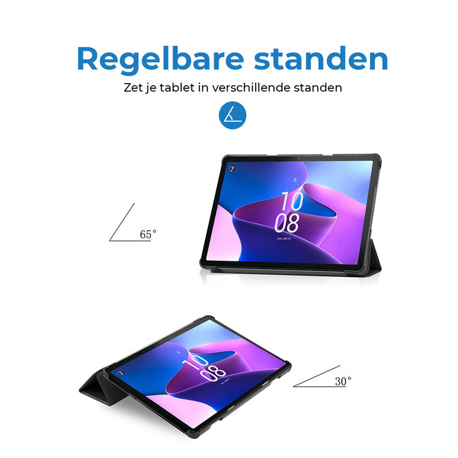 Case2go - Tablet hoes geschikt voor Lenovo Tab M10 (3e generatie) (TB328FU, TB328XU) - 10.1 inch - Tri-Fold Book Case met Auto/Wake functie - Donker Blauw