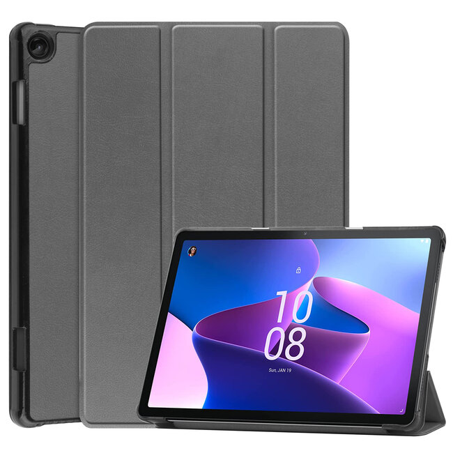 Case2go - Tablet hoes geschikt voor Lenovo Tab M10 (3e generatie) (TB328FU, TB328XU) - 10.1 inch - Tri-Fold Book Case met Auto/Wake functie - Grijs