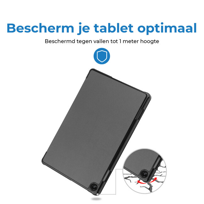 Case2go - Tablet hoes geschikt voor Lenovo Tab M10 (3e generatie) (TB328FU, TB328XU) - 10.1 inch - Tri-Fold Book Case met Auto/Wake functie - Grijs