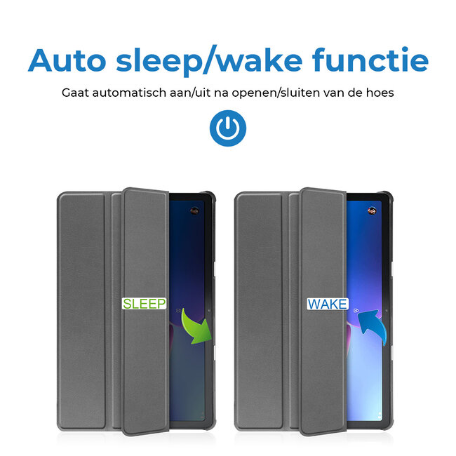Case2go - Tablet hoes geschikt voor Lenovo Tab M10 (3e generatie) (TB328FU, TB328XU) - 10.1 inch - Tri-Fold Book Case met Auto/Wake functie - Grijs