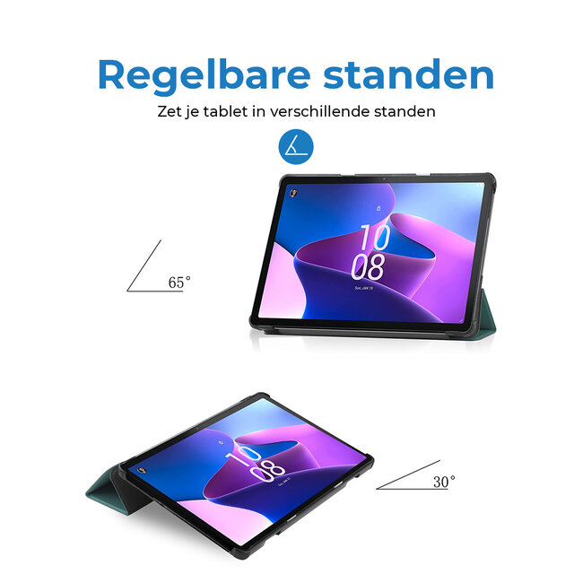 Case2go - Tablet hoes geschikt voor Lenovo Tab M10 (3e generatie) (TB328FU, TB328XU) - 10.1 inch - Tri-Fold Book Case met Auto/Wake functie - Donker Groen