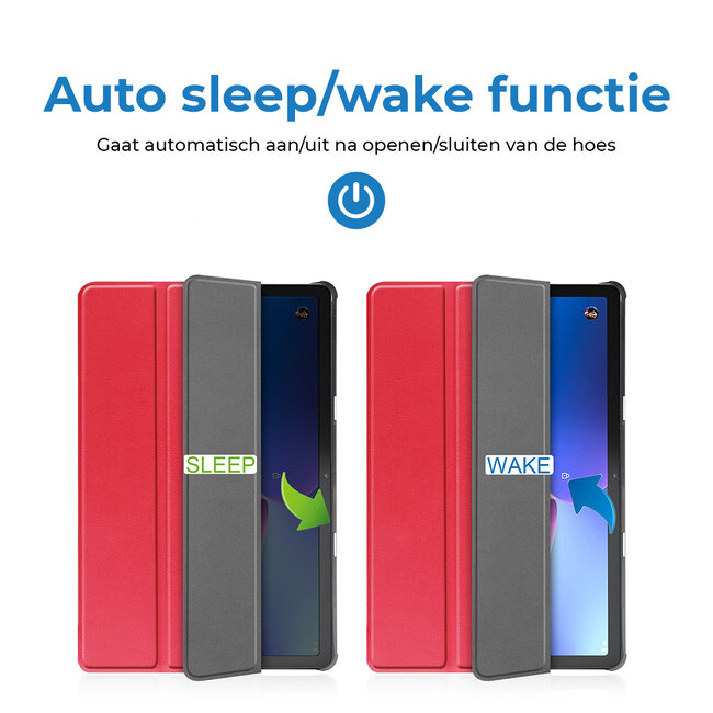 Case2go - Tablet hoes geschikt voor Lenovo Tab M10 (3e generatie) (TB328FU, TB328XU) - 10.1 inch - Tri-Fold Book Case met Auto/Wake functie - Rood