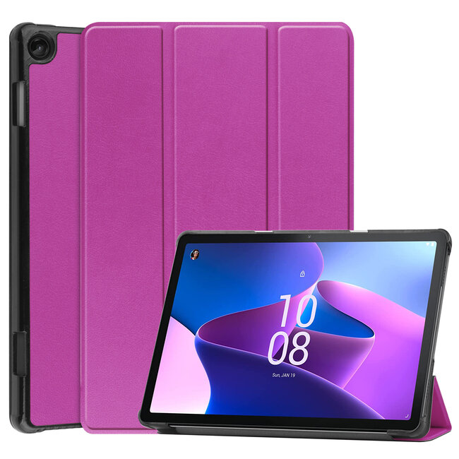 Case2go - Tablet hoes geschikt voor Lenovo Tab M10 (3e generatie) (TB328FU, TB328XU) - 10.1 inch - Tri-Fold Book Case met Auto/Wake functie - Paars