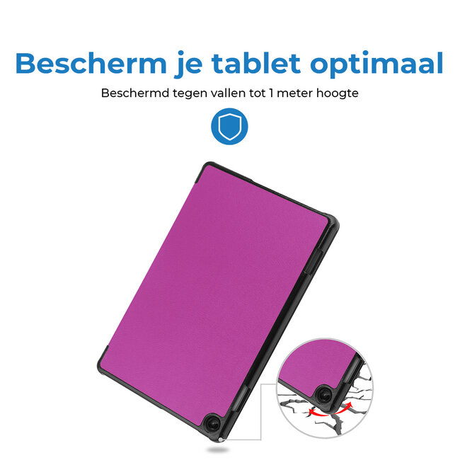 Case2go - Tablet hoes geschikt voor Lenovo Tab M10 (3e generatie) (TB328FU, TB328XU) - 10.1 inch - Tri-Fold Book Case met Auto/Wake functie - Paars