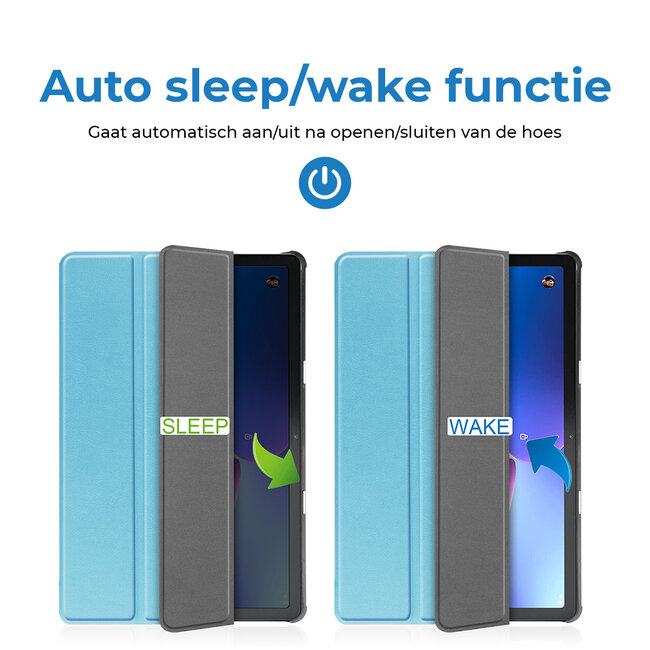 Case2go - Tablet hoes geschikt voor Lenovo Tab M10 (3e generatie) (TB328FU, TB328XU) - 10.1 inch - Tri-Fold Book Case met Auto/Wake functie - Licht blauw