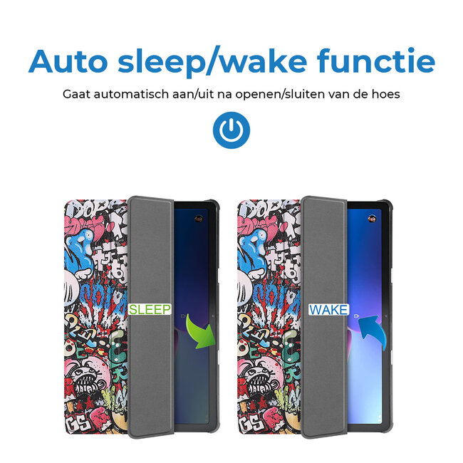Case2go - Tablet hoes geschikt voor Lenovo Tab M10 (3e generatie) (TB328FU, TB328XU) - 10.1 inch - Tri-Fold Book Case met Auto/Wake functie - Graffiti