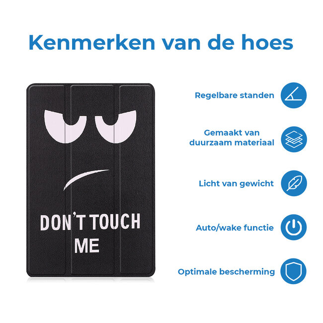 Case2go - Tablet hoes geschikt voor Lenovo Tab M10 (3e generatie) (TB328FU, TB328XU) - 10.1 inch - Tri-Fold Book Case met Auto/Wake functie - Don't touch me