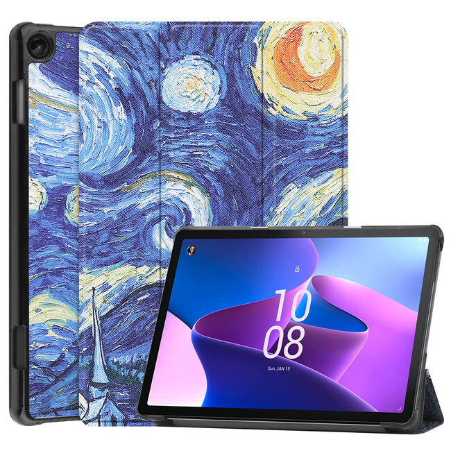 Case2go - Tablet hoes geschikt voor Lenovo Tab M10 (3e generatie) (TB328FU, TB328XU) - 10.1 inch - Tri-Fold Book Case met Auto/Wake functie - Sterrenhemel