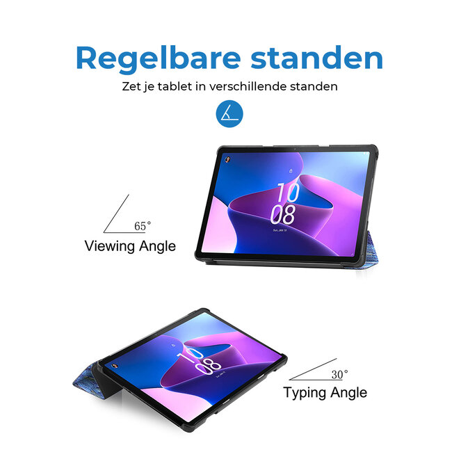 Case2go - Tablet hoes geschikt voor Lenovo Tab M10 (3e generatie) (TB328FU, TB328XU) - 10.1 inch - Tri-Fold Book Case met Auto/Wake functie - Sterrenhemel