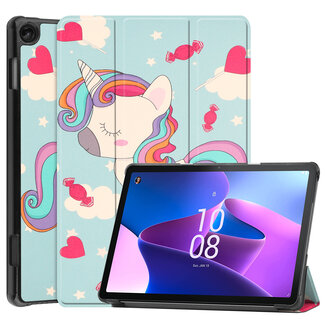 Case2go Case2go - Tablet hoes geschikt voor Lenovo Tab M10 (3e generatie) (TB328FU, TB328XU) - 10.1 inch - Tri-Fold Book Case met Auto/Wake functie - Eenhoorn