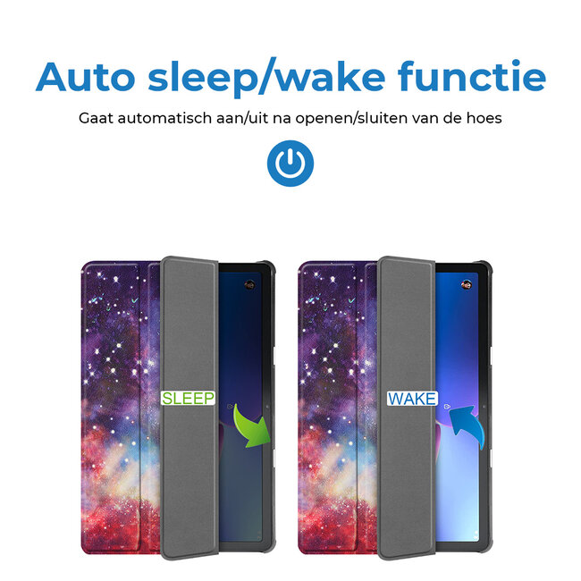 Case2go - Tablet hoes geschikt voor Lenovo Tab M10 (3e generatie) (TB328FU, TB328XU) - 10.1 inch - Tri-Fold Book Case met Auto/Wake functie - Galaxy