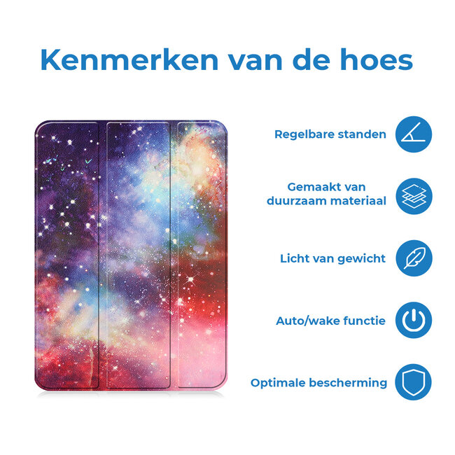 Case2go - Tablet hoes geschikt voor Lenovo Tab M10 (3e generatie) (TB328FU, TB328XU) - 10.1 inch - Tri-Fold Book Case met Auto/Wake functie - Galaxy