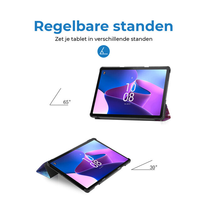 Case2go - Tablet hoes geschikt voor Lenovo Tab M10 (3e generatie) (TB328FU, TB328XU) - 10.1 inch - Tri-Fold Book Case met Auto/Wake functie - Galaxy