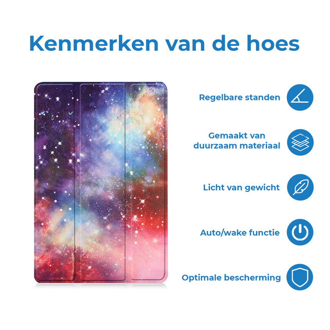 Case2go - Tablet hoes geschikt voor Lenovo Tab M10 (3e generatie) (TB328FU, TB328XU) - 10.1 inch - Tri-Fold Book Case met Auto/Wake functie - Galaxy