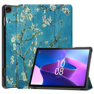 Case2go Case2go - Tablet hoes geschikt voor Lenovo Tab M10 (3e generatie) (TB328FU, TB328XU) - 10.1 inch - Tri-Fold Book Case met Auto/Wake functie - Witte Bloesem