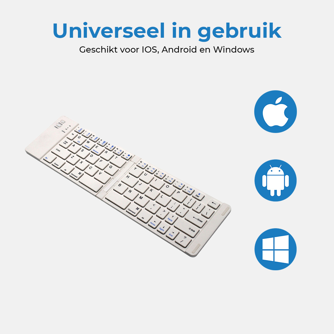 Case2go - Universeel Inklapbaar Bluetooth Toetsenbord - QWERTY Mini voor IOS, Android en Windows - Oplaadbaar met Standaard - Grijs | Case2go.nl