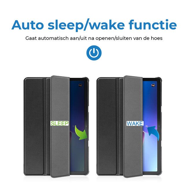 Case2go - Tablet hoes geschikt voor Lenovo Tab M10 (3e generatie) (TB328FU, TB328XU) - 10.1 inch - Tri-Fold Book Case met Auto/Wake functie - Zwart