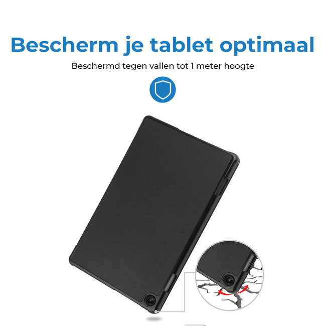 Case2go - Tablet hoes geschikt voor Lenovo Tab M10 (3e generatie) (TB328FU, TB328XU) - 10.1 inch - Tri-Fold Book Case met Auto/Wake functie - Zwart