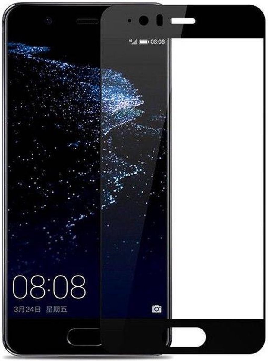 Case2go - Screenprotector geschikt voor Huawei P10 Plus - Full Cover Screenprotector - Zwart afbeelding