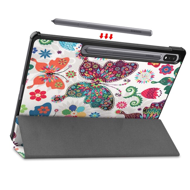 Samsung Galaxy Tab S7 FE Hoes en Screenprotector - 12.4 inch - Tablet hoes en Screenprotector  - Vlinders