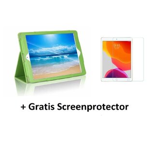 Case2go Tablet hoes geschikt voor Ipad 10.2 Inch 2019 / 2020 / 2021 - Flip Cover + Screenprotector - Groen