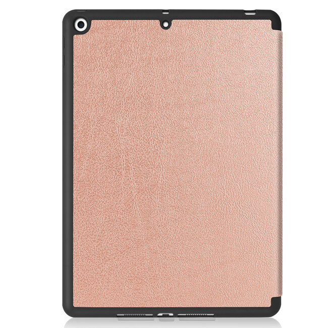 Tablet hoes geschikt voor Ipad 10.2 Inch 2019 / 2020 / 2021 - Tri-Fold Book Case met Apple Pencil houder + Screenprotector - RosÃ© Goud