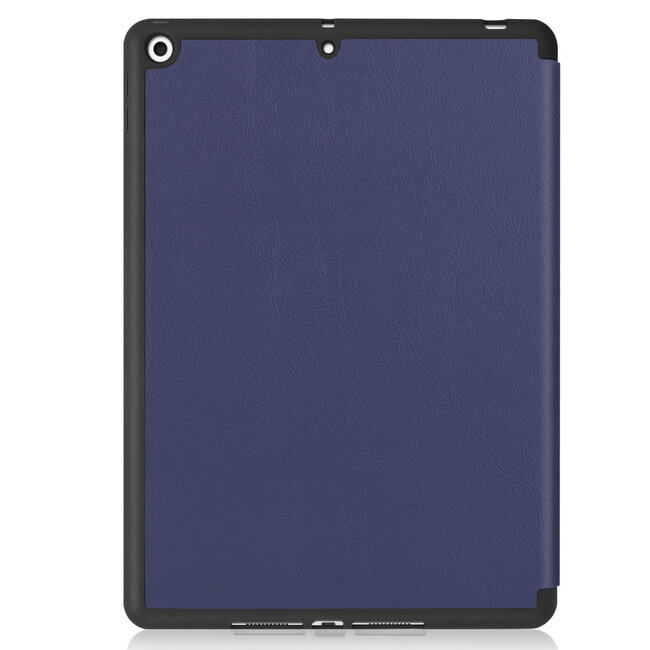 Tablet hoes geschikt voor Ipad 10.2 Inch 2019 / 2020 / 2021 - Tri-Fold Book Case met Apple Pencil houder + Screenprotector - Donker Blauw