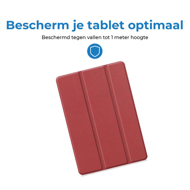 Tablet hoes geschikt voor Apple iPad 2021 / 2020 / 2019 tri-fold hoes - 10.2 inch - Case met Auto Wake/Sleep functie - Donker Rood