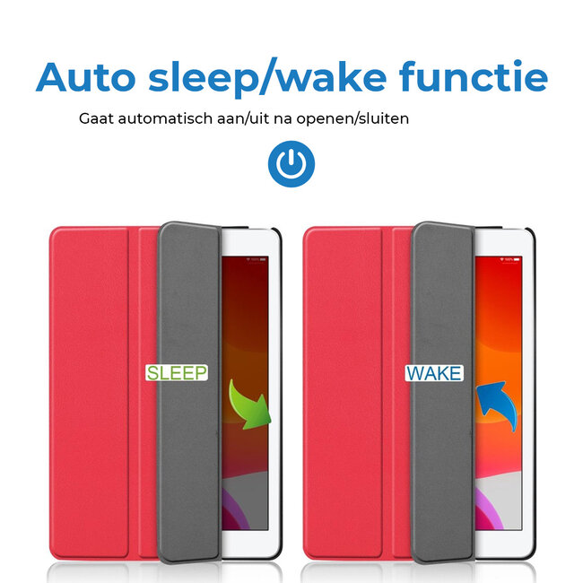 Tablet hoes geschikt voor Apple iPad 2021 / 2020 / 2019 tri-fold hoes - 10.2 inch - Case met Auto Wake/Sleep functie - Rood