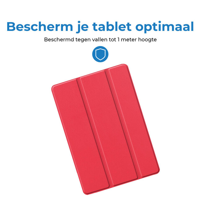 Tablet hoes geschikt voor Apple iPad 2021 / 2020 / 2019 tri-fold hoes - 10.2 inch - Case met Auto Wake/Sleep functie - Rood