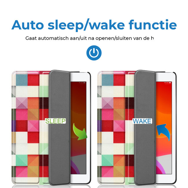 Tablet hoes geschikt voor Apple iPad 2021 / 2020 / 2019 tri-fold hoes - 10.2 inch - Case met Auto Wake/Sleep functie - Blocks