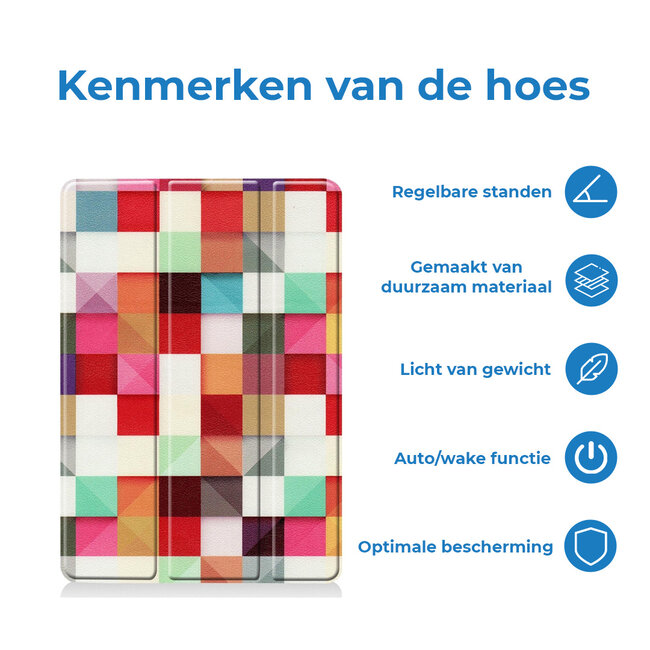 Tablet hoes geschikt voor Apple iPad 2021 / 2020 / 2019 tri-fold hoes - 10.2 inch - Case met Auto Wake/Sleep functie - Blocks