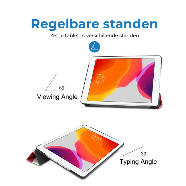 Tablet hoes geschikt voor Apple iPad 2021 / 2020 / 2019 tri-fold hoes - 10.2 inch - Case met Auto Wake/Sleep functie - Blocks