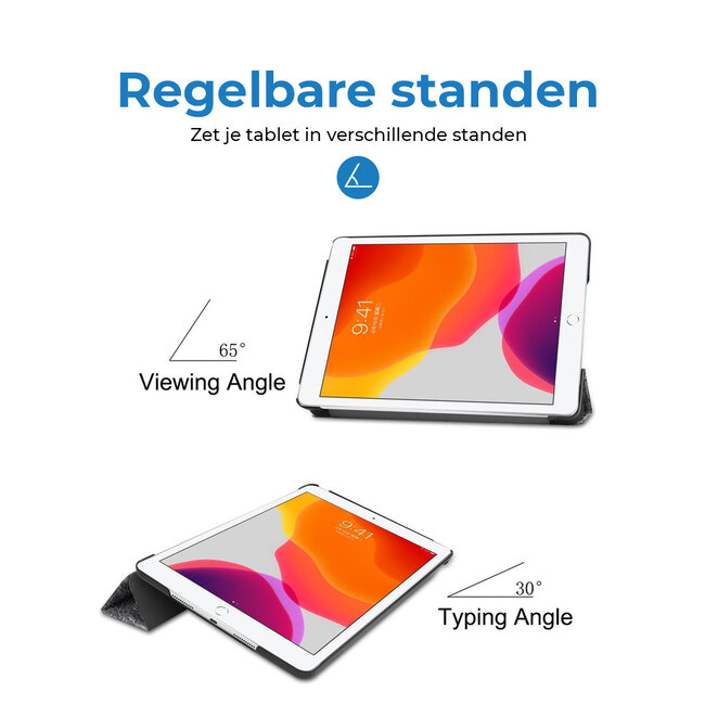 Tablet hoes geschikt voor Apple iPad 2021 / 2020 / 2019 tri-fold hoes - 10.2 inch - Case met Auto Wake/Sleep functie - Eiffeltoren