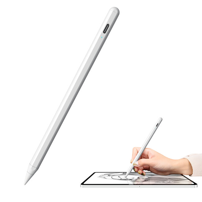 Touchscreen Pen - Stylus Pen met Palm rejection en Tilt functie - Magnetische stylus geschikt voor iPad (vanaf 2018) - Wit