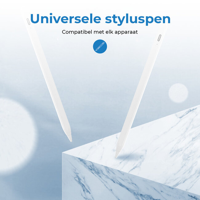 Stylus Pen - Universele Active Stylus Pen - Touchscreen Pen met Koperen Punt - Wit