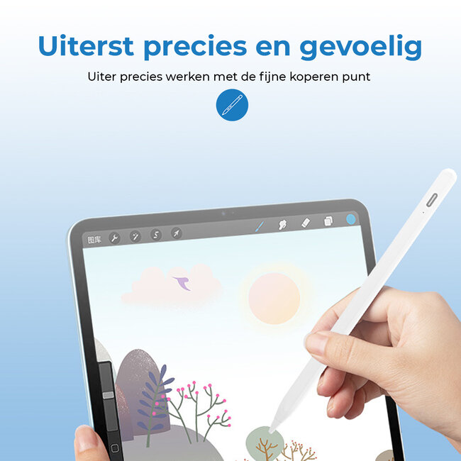 Stylus Pen - Universele Active Stylus Pen - Touchscreen Pen met Koperen Punt - Wit
