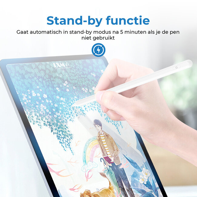 Active Stylus Pen - Touchscreen Pen met Palm Rejection - Pen geschikt voor iPad - Met Siliconen Punt - Geschikt voor iPad vanaf 2018 - Wit