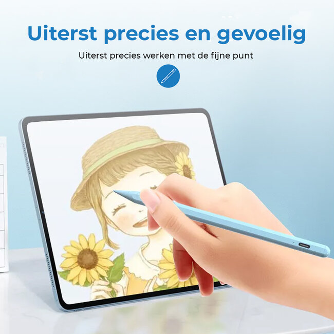 Touchscreen Pen - Stylus Pen met Palm rejection en Tilt functie - Magnetische stylus geschikt voor iPad (vanaf 2018) - Blauw