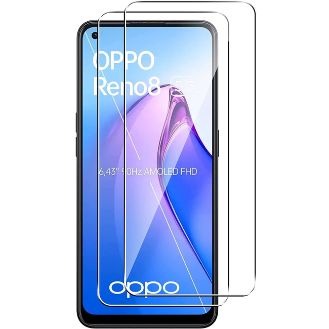 Case2go - Screenprotector geschikt voor Oppo Reno8 - Tempered Glass - Gehard Glas - Transparant