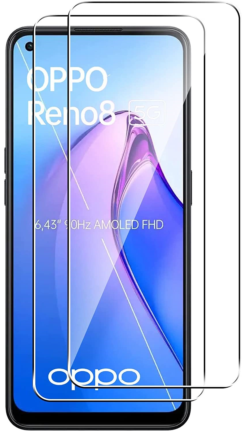 Case2go - Screenprotector geschikt voor Oppo Reno8 - Tempered Glass - Gehard Glas - Transparant afbeelding