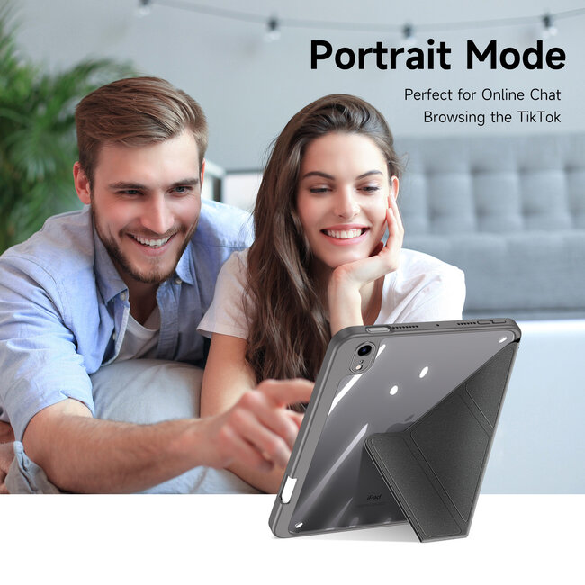 Dux Ducis - Hoes geschikt voor iPad Mini 6 - Magneet sluiting - Auto Sleep/Wake functie - Met Pencil houder - Grijs